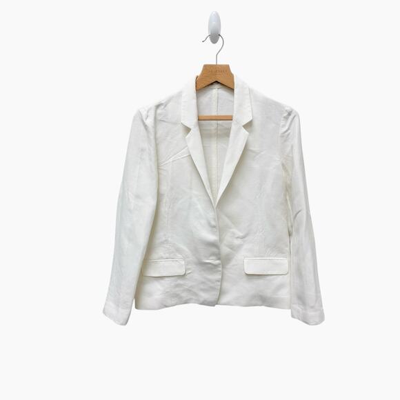 Nili Lotan 100% Linen Blazer Jacket White Women’s‎ Size 8 - Picture 1 of 9